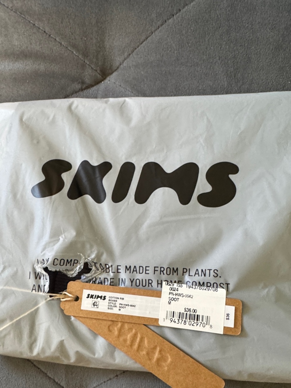 NWT SKIMS Black Cotton Ribbed Boxer - Picture 11 of 11